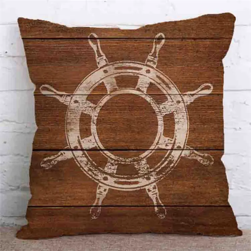 Christmas Pillow Case 45cmX45cm Throw Pillows Farmhouse Home Decor Vintage Marine Logo Pattern Sofa Pillowcase | Дом и сад