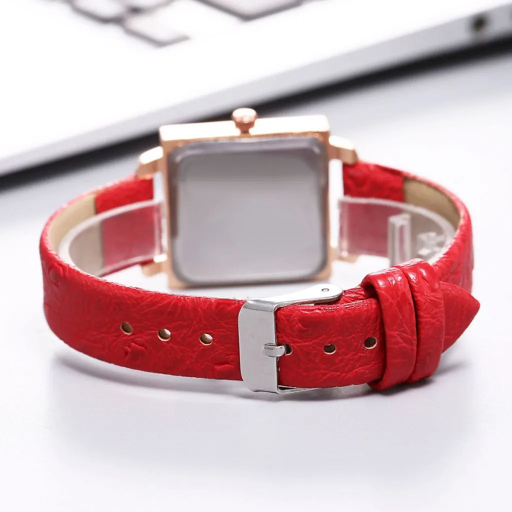 Simple Fashion Women Watches Square Ladies Watch Casual ripple Dial Leather Quartz Wristwatch часы женские reloj mujer /d |