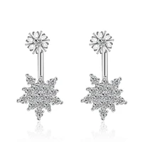 korean jewelry sweet and cute snowflake encrusted diamond earrings hanging after ear accessories stud earrings earrings