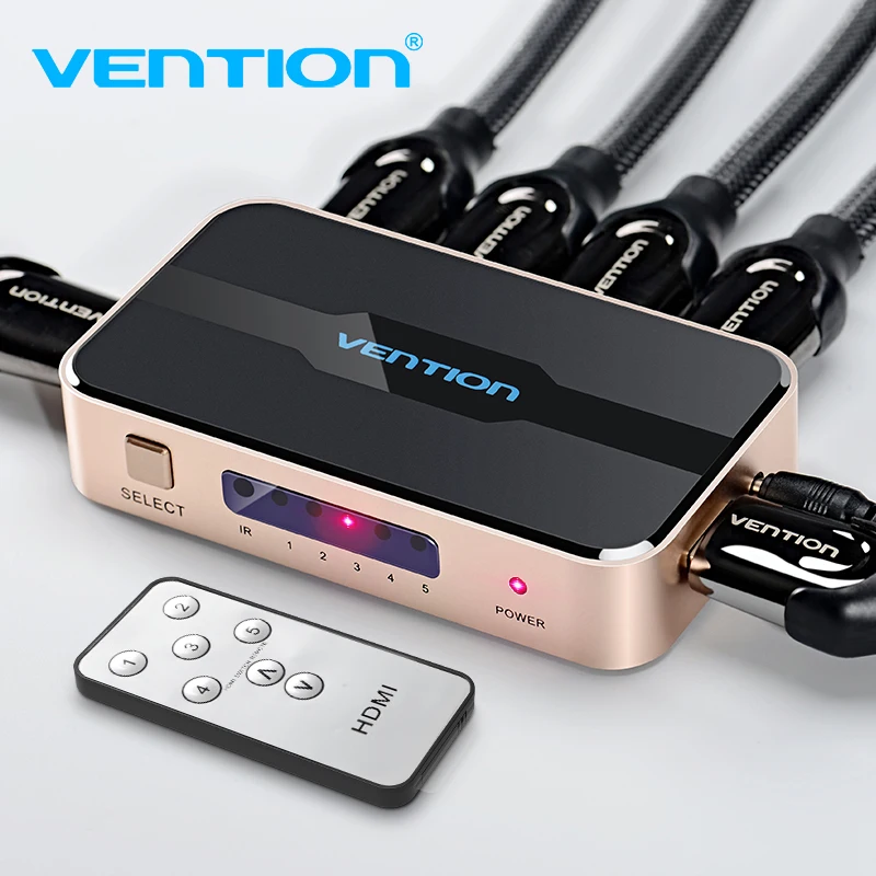 

Vention HDMI Splitter Switch 5 input 1 output HDMI Switcher 5X1 3X1 for XBOX 360 PS4/3 Smart Android HDTV 4K 5 Port HDMI Adapter
