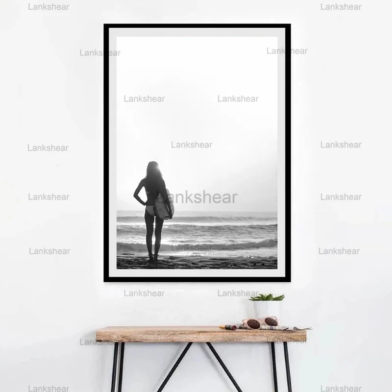 Плакаты для пляжной фотографии настенная Картина на холсте черно-белые картины