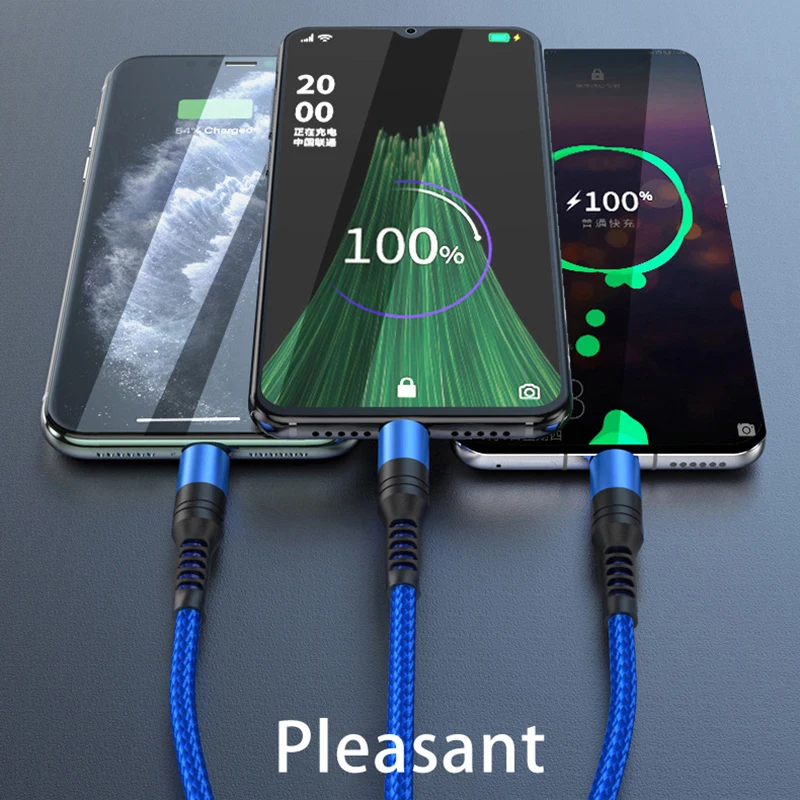 150 см 3 в 1 USB-кабель для пауэрбанка Micro USB Тип C зарядный кабель iPhone 13 12 11 Pro XR XS Max X Huawei