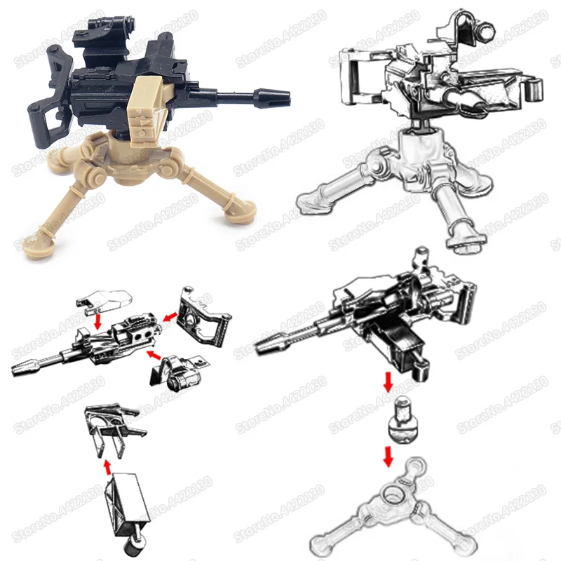 Военная Униформа Mk19 тяжелый орудие строительных блоков Diy WW2 Солдат Цифры