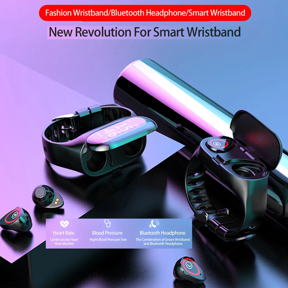 Новые умные часы M1 с bluetooth-наушником, пульсометр, Bluetooth, смарт-браслет, фитнес-трекер, браслет PK Xiomi