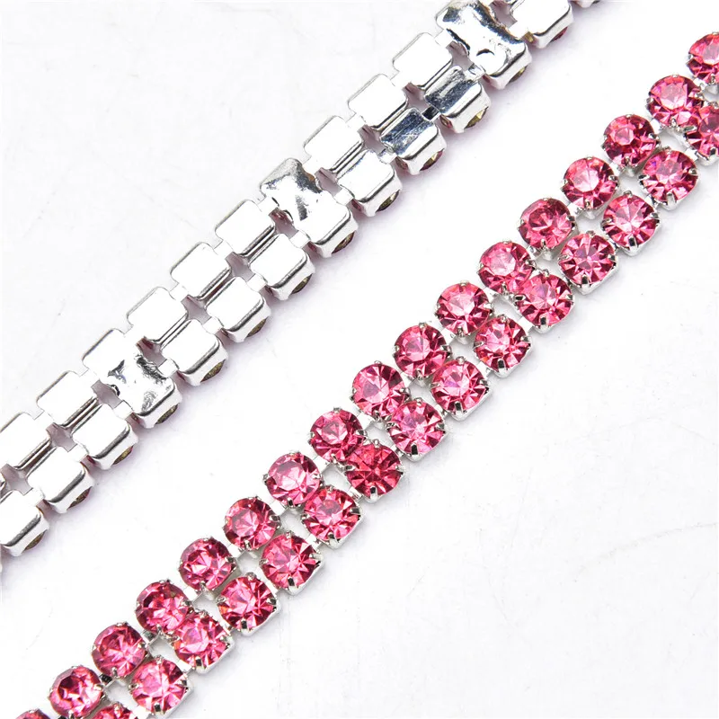 2 ряда со стеклянными алмазами цепи 5 ярдов 6 мм с украшением в виде кристаллов