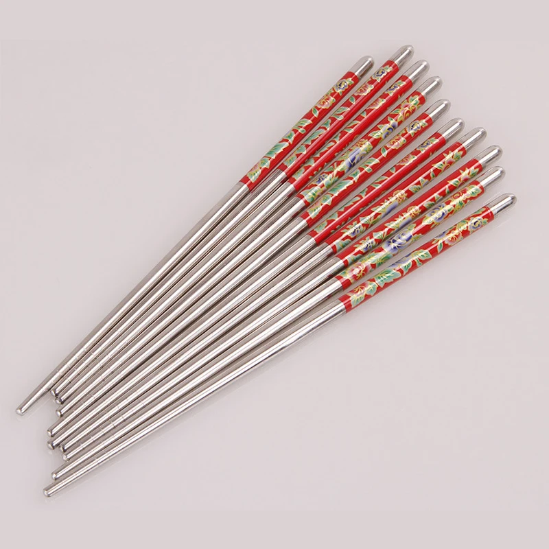 

Zollor 5 Pair Stainless steel non-slip Metal chopsticks Gift Box Home Hotel Restaurant Portable Healthy Food Chopstick Chinese