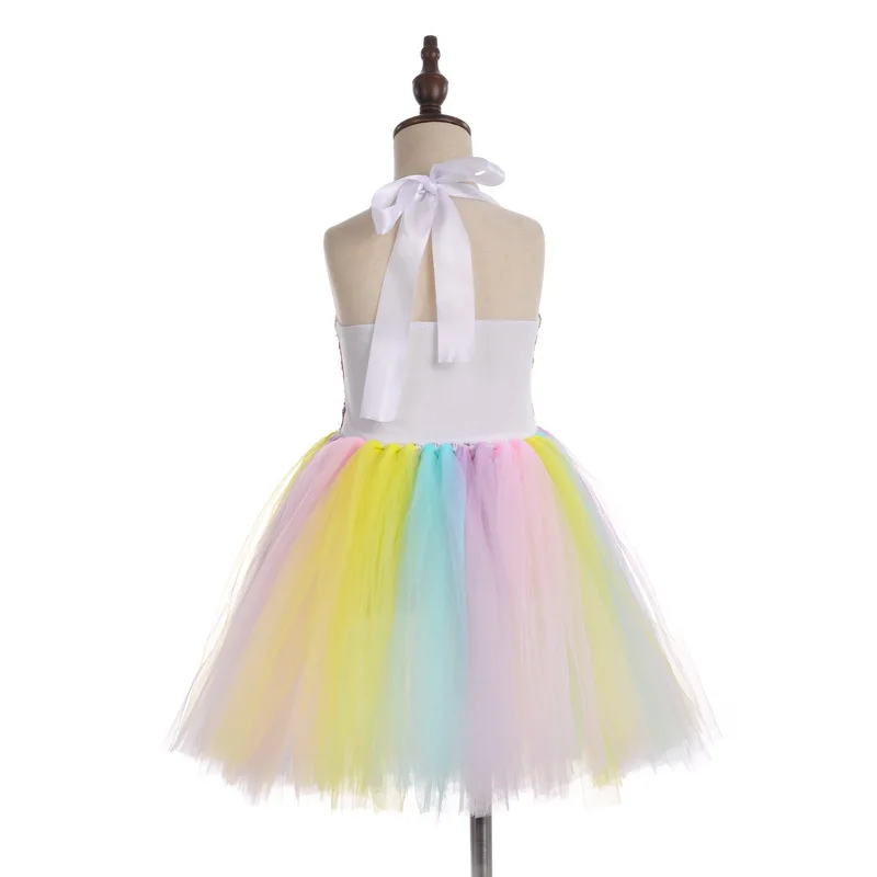 Платье с радужными блестками для девочек костюм пони Единорога детей ясельного