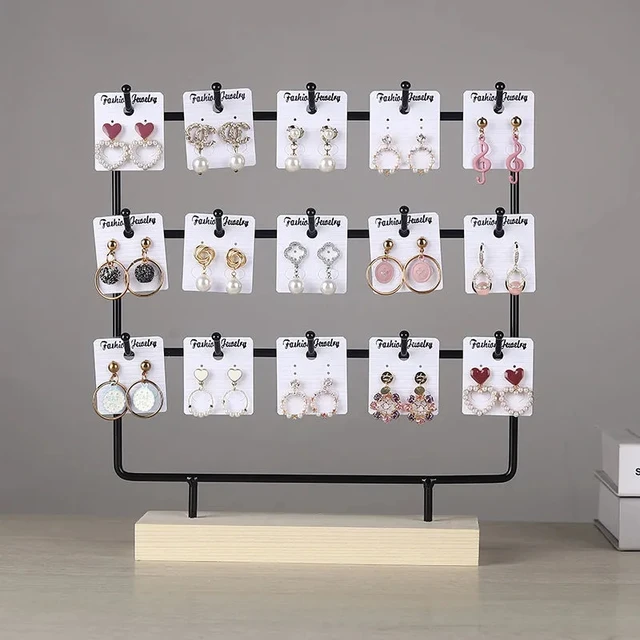 Black earrings jewelry display stand hook up jewelry organizer rack holder activity necklace ring display stand store decoration