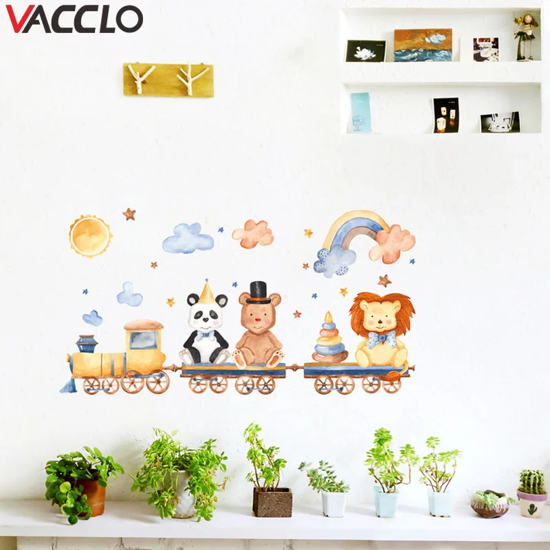 Vacclo Новинка Лев медведь поезд животные креативные наклейки на стену виниловые