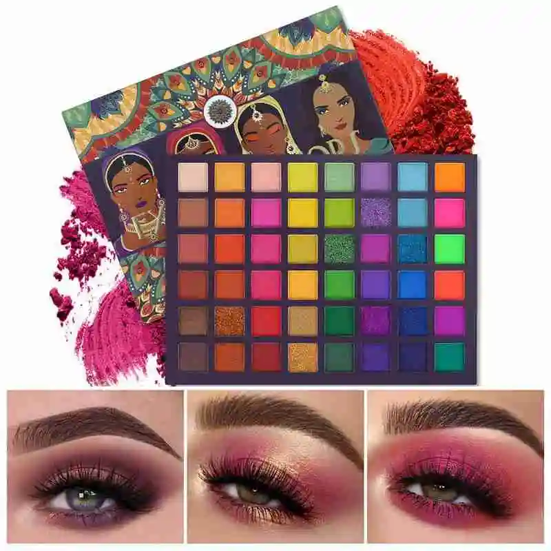 

48 Color Eyeshadow Palette Exotic Flavors Pressed Glitter Shimmer Matte Green Eye Shadow Neon Metallic Makeup Cosmetics