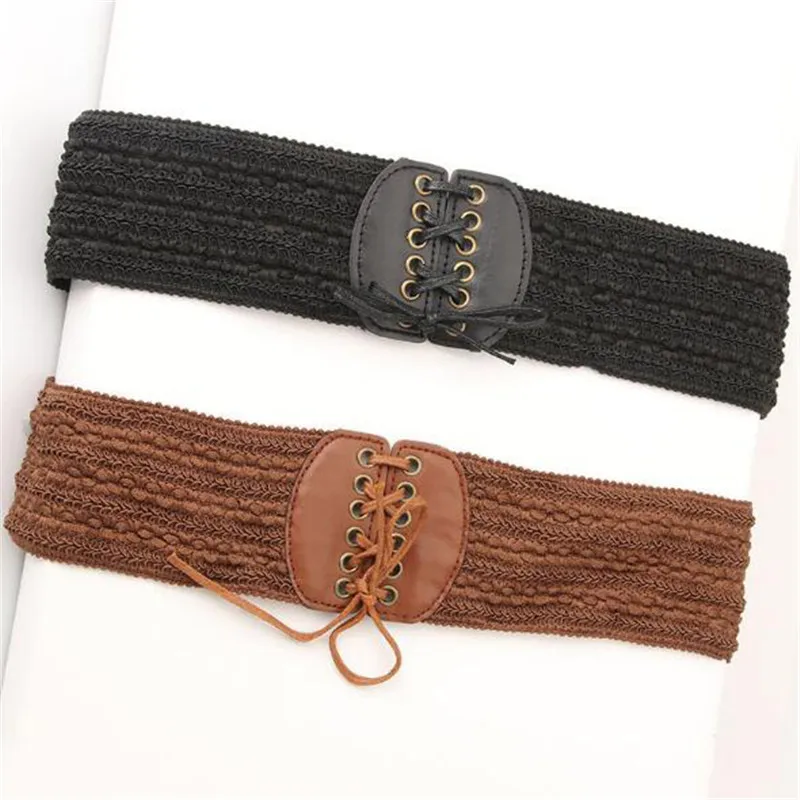

Fashion Female Belt Elastic Cummerbunds Imitation Leather Girdle Women Accessories Wide Waistband For Wedding Party