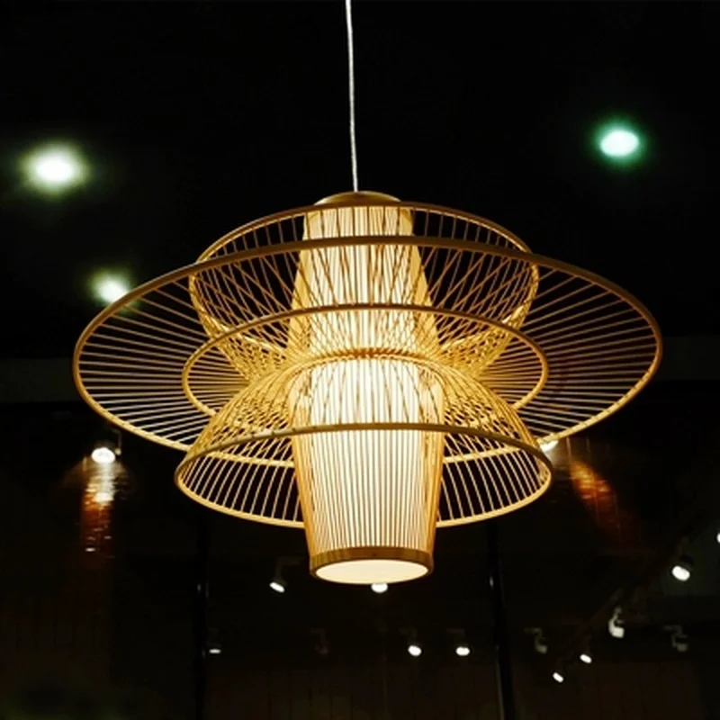 Бамбуковый Плетеный ротанговый абажур подвесной светильник Азиатский японский