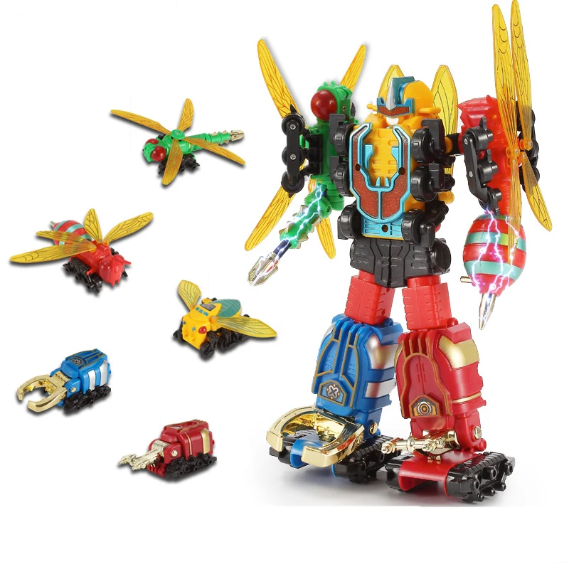 

Transformation insects Deformation Action Figure Robot Children's Educational Toys 5 in 1 Dinosaur Rangers