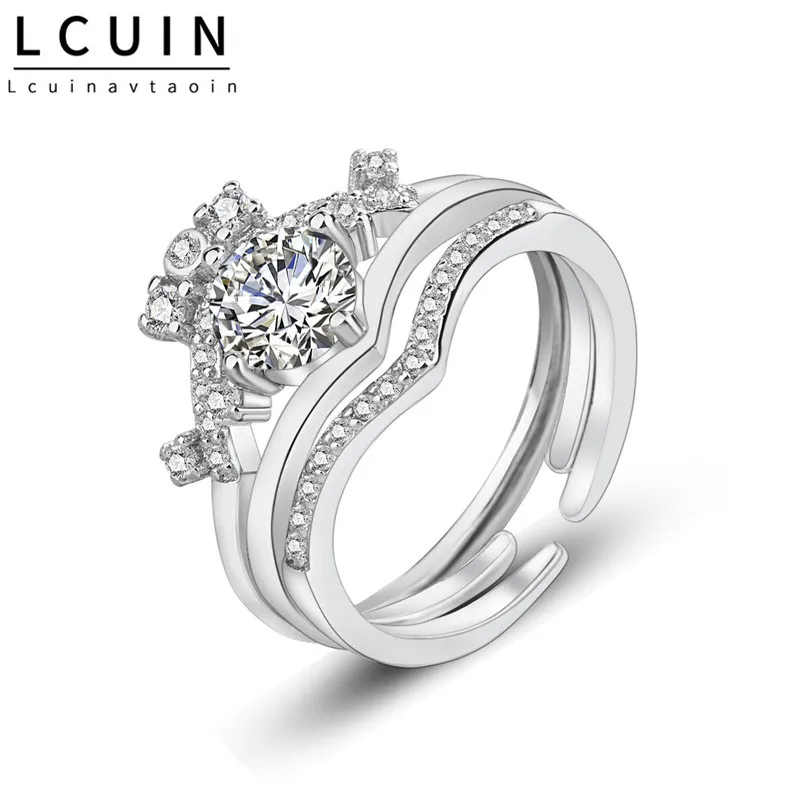 

Fashion Silver Zircon Luxury Crown Three In One Crystal Ring Engagement Ring Fashion Party Rings For Women Anillos Anel Anneau