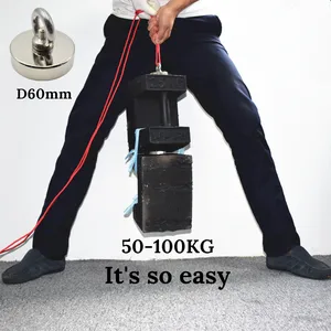 Мощный Неодимовый магнит, сверхмощный поисковый магнит с крючком, мощный магнит для рыбалки, Постоянный держатель NdfeB