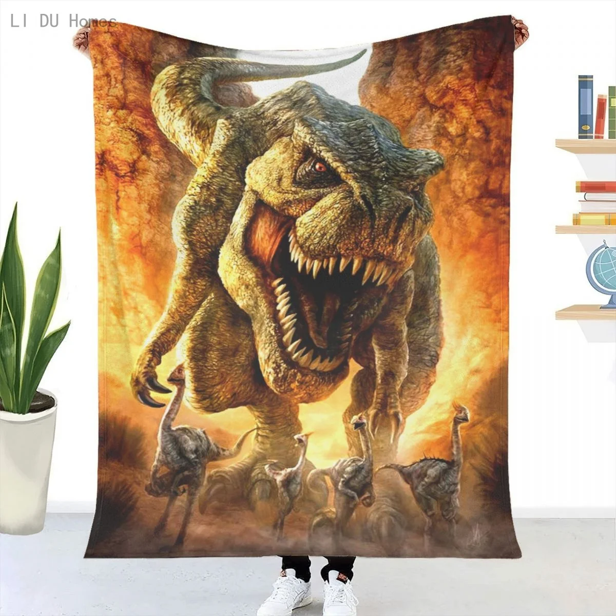 

3D Cool Dinosaur Blanket Plaid Flannel Throw Printed Quilts Keep Warm Sofa Bedroom Sherpa Blankets Family Bed Bedding