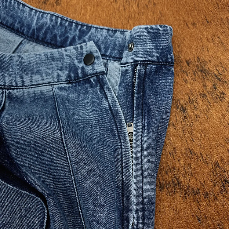 

Women Denim Pleated Midi Skirt 2021 New Early Autumn Fashion Lady Wild Stylish Casual a-line Long Skirts Female Clothes