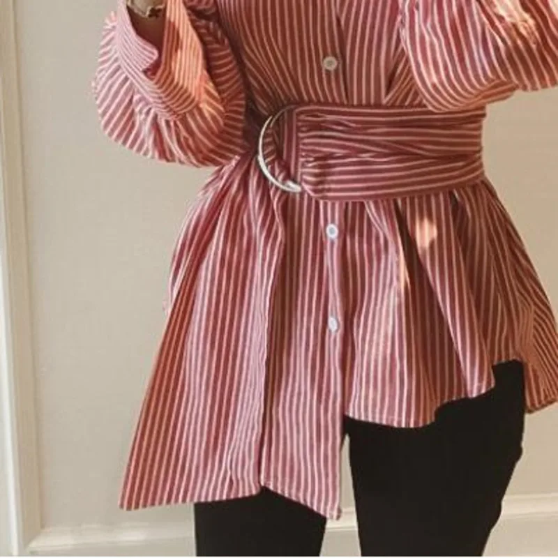 Женская рубашка-блуза с V-образным вырезом и длинным рукавом | одежда