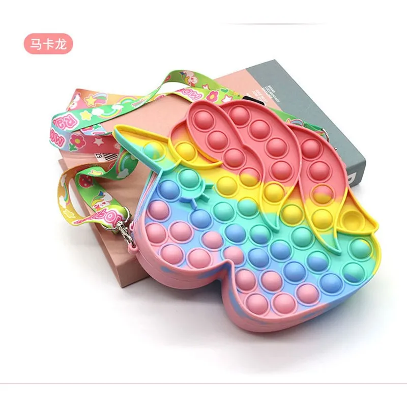 

Fidget Toys New Unicorn Push Bubble Antistress Simple Dimple Messenger Bag Children Toy Pops Its Keychain Wallet Free Shipping