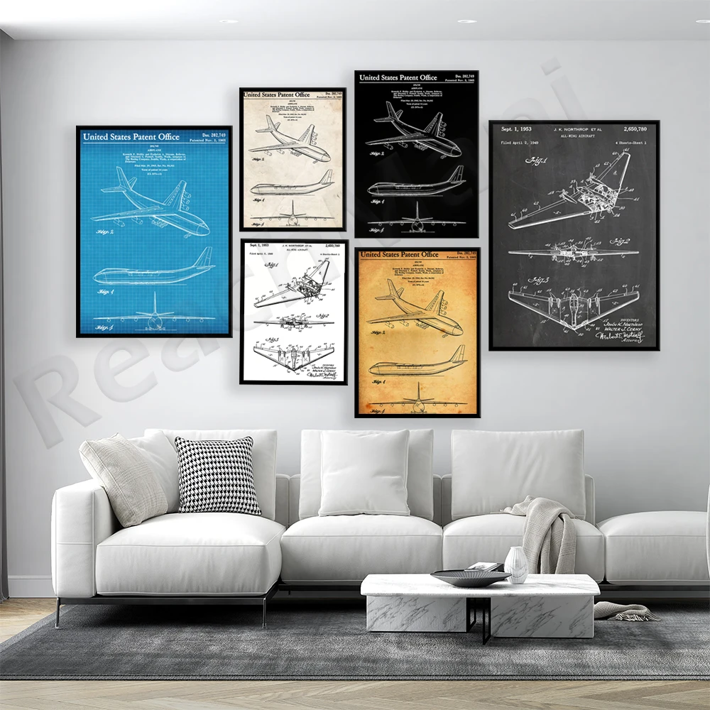 

YF-23 Stealth Fighter 1992, Northrop All-Wing Aircraft, 1953 Patent Printed Wall Art Poster Blueprint Pilot Gift