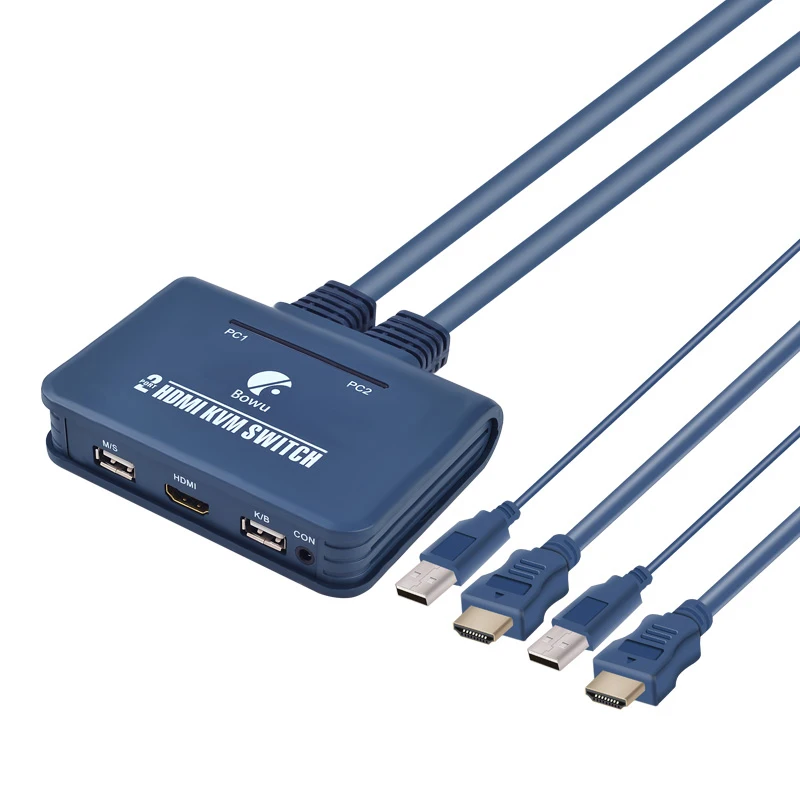 2 порта USB HDMI KVM переключатель с кабелем для двух мониторов клавиатура мышь