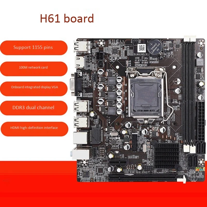 H61 материнская плата LGA1155 DDR3 двухканальная поддержка памяти 16 Гб для Celeron Pentium I3 I5 I7