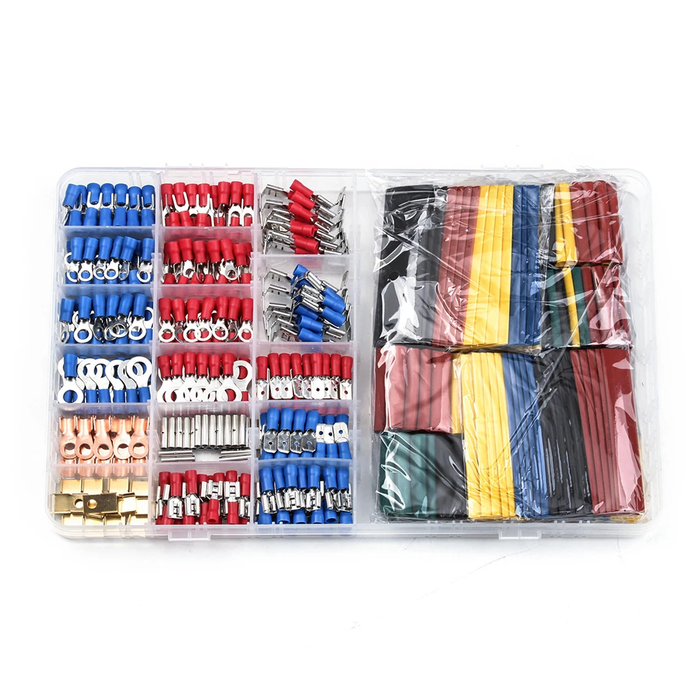 

678 Pcs/Set Assorted Insulated Spade Crimp Terminal Heat shrink tube Kit Butt Electrical Wire Cold-Pressure Terminal kit