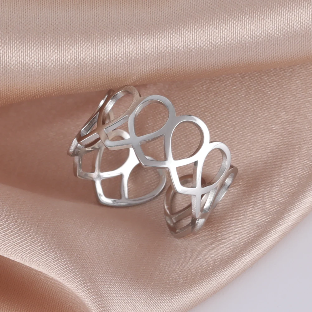 Skyrim регулируемые милые Полые кольца в форме сердца для женщин и девочек