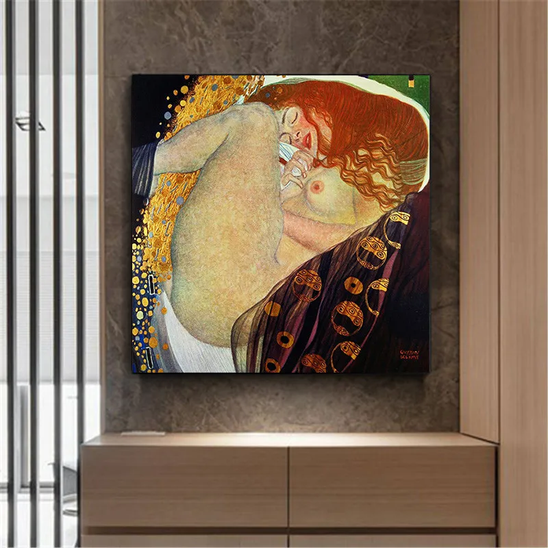 Картина маслом на холсте Gustav Klimt Danae скандинавские постеры и принты картина стену