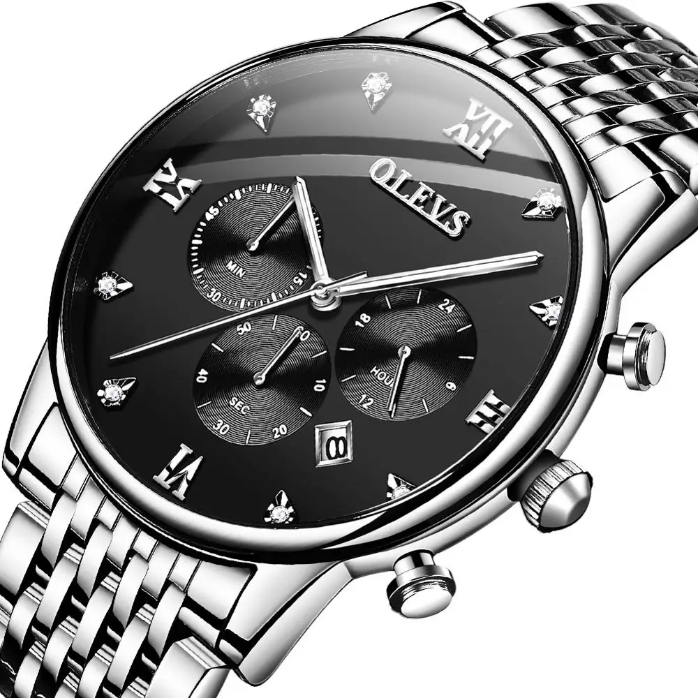 Часы мужские Кварцевые водонепроницаемые из нержавеющей стали с синим