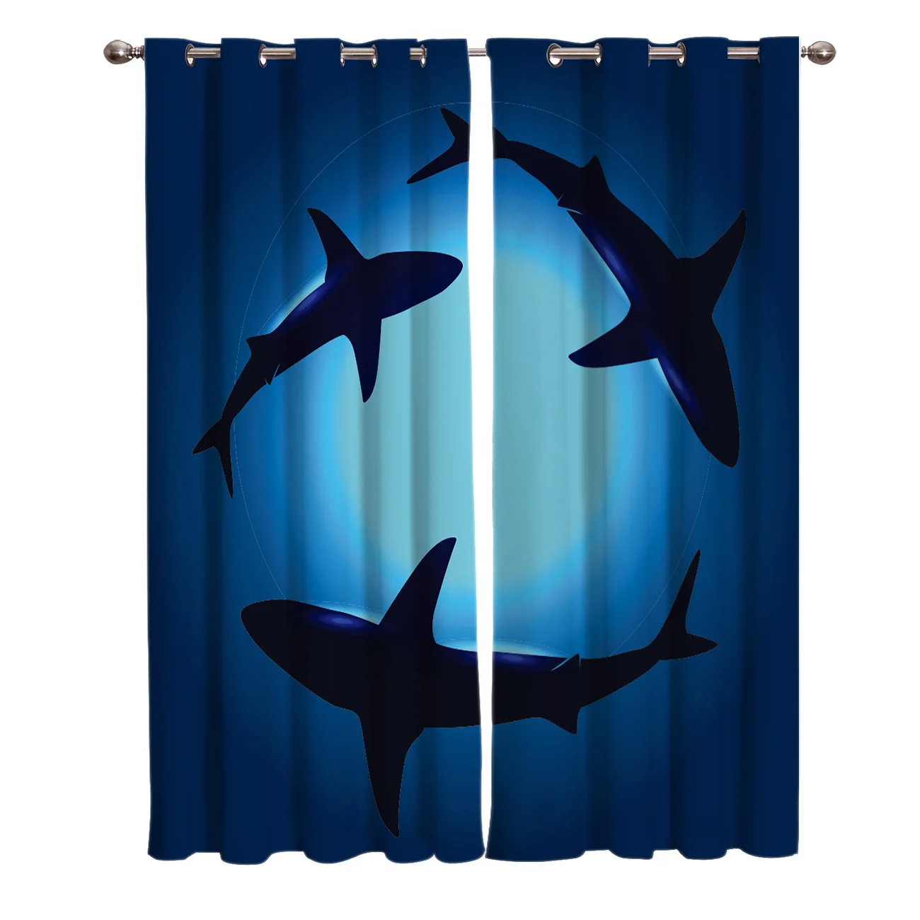 

Черные шторы с подводным силуэтом акулы, занавески для окна в спальню, кухню, гостиную, украшение для дома