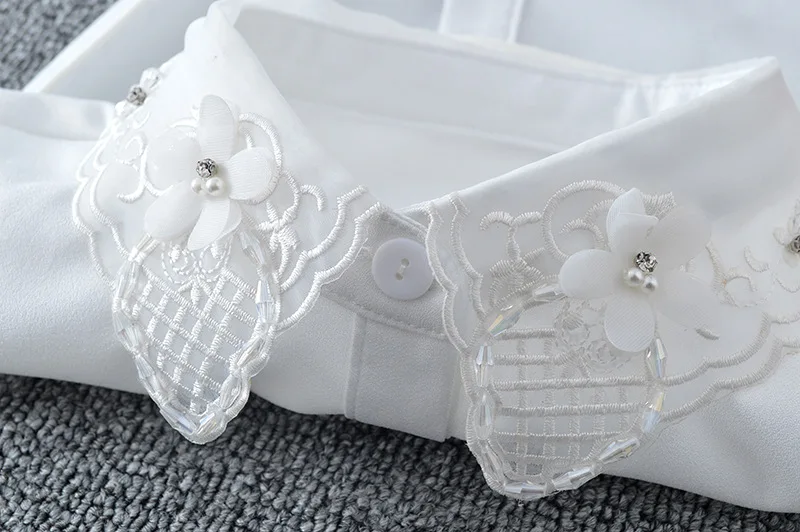 Linbaiway женские рубашки с цветочной вышивкой ложный воротник повседневная женская