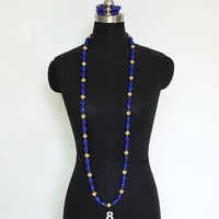 4ujewelry african beads jewelry set for men 50 inches nigerian wedding jewelry latest crystal royal blue and gold