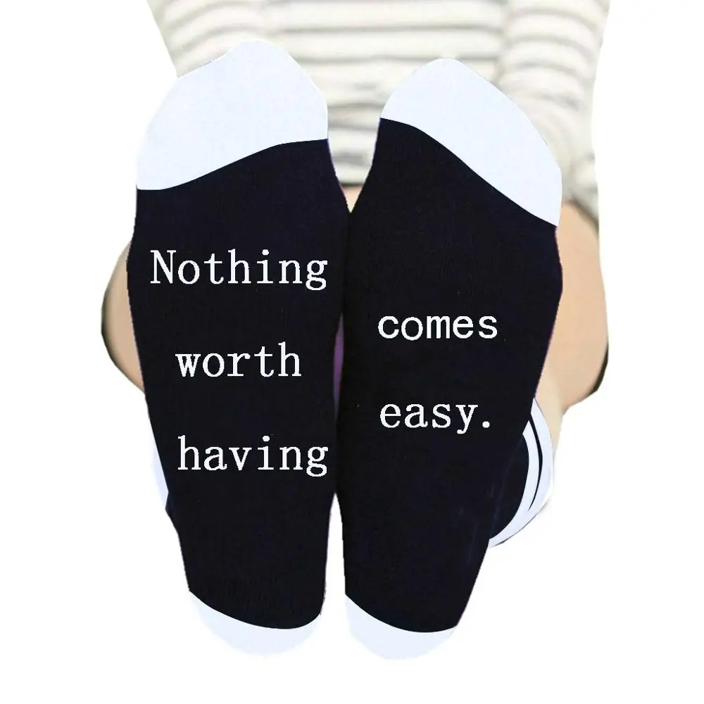 Женские носки унисекс хлопковые с буквенным принтом забавные до середины икры