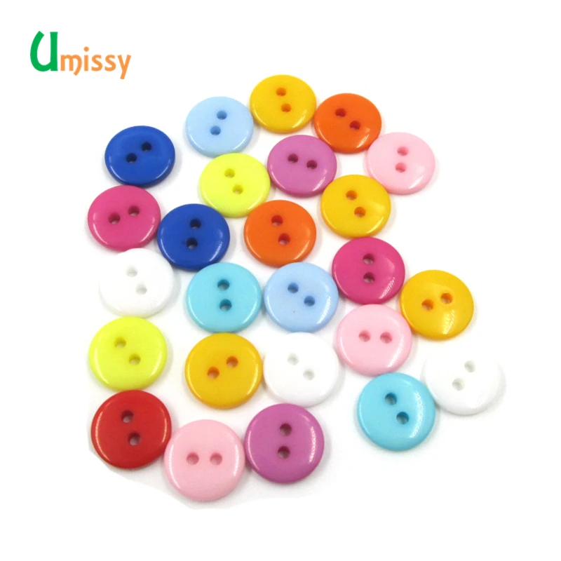 25 шт. смешанные Цвет Кнопки Скрапбукинг круглый Форма Смола 2 отверстия 11 мм 13