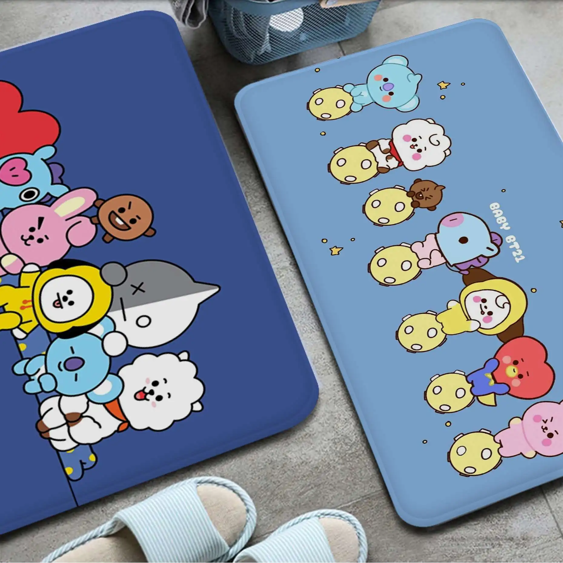 

BT And 21 Printed Flannel Floor Mat Bathroom Decor Carpet Non-Slip For Living Room Kitchen Welcome Doormat