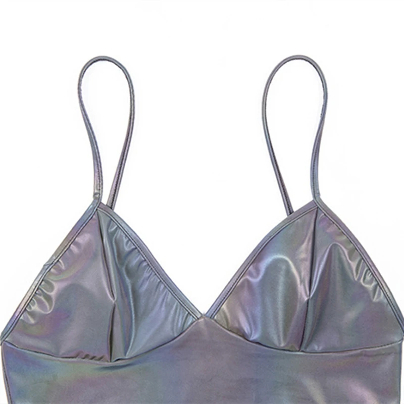 Новый хит продаж Женский сексуальный глубокий V лазерный светоотражающий жилет