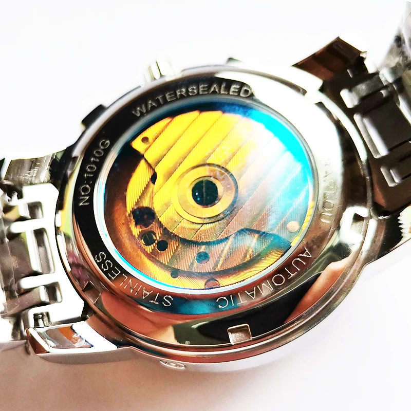 BAIOU Мужские автоматические наручные часы Tourbillon Скелет из нержавеющей стали