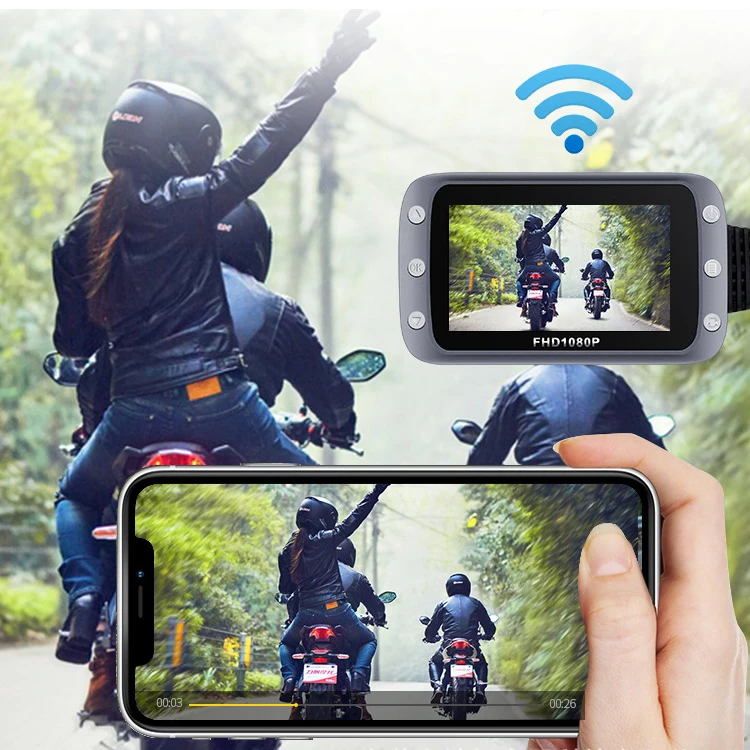 GPS WIFI 128G FHD 1080P Moto Camera 3" Motorcycle DVR Front Rear Dual Driving Video Recorder Dash Cam MotorBike HD 1080 - купить по
