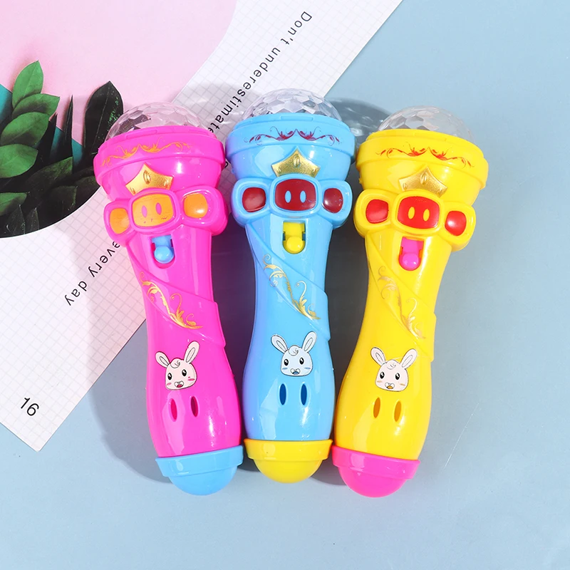 

Kids Toy LED Light Flashing Projection Microphone Torch Shape Kids Boy Girl Cute Glow Toy Gift