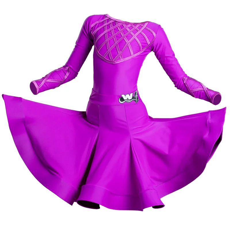 

Latin Dance Dress Kids Purple Competition Performance Clothing Girls Tango Salsa Rumba Cha Cha Samba Dancing Wear Child DN5210