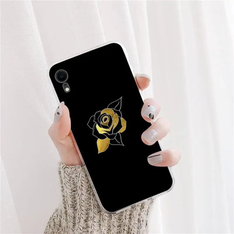 

black white Rose flower Phone Case For iPhone X XS MAX 11 12 pro max 6 6s 7 7plus 8 8Plus 5 5S XR se 2020 case