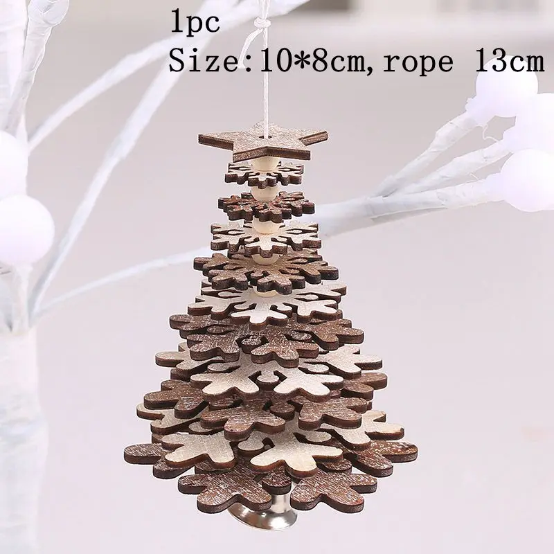 Khaki snowflake Рождественские украшения, деревянные подвески, новогодние Подвесные Подарки, украшение на елку, сделай сам, дерево, ремесло, для дома, свадьбы, Navidad, Декор - Цвет: Khaki snowflake