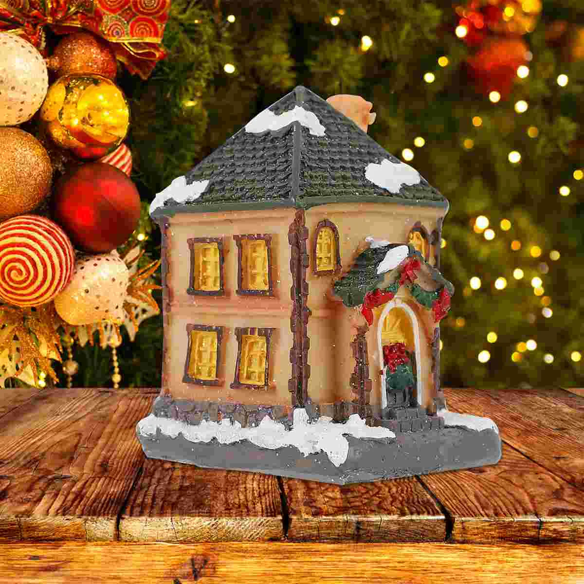 

1 шт. Рождественская светящаяся Вилла со светодиодной подсветкой, модель дома, рождественское настольное украшение