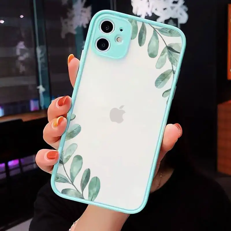 

Watercolor plants with flowers Phone Cases matte transparent For iphone 7 8 11 12 plus mini x xs xr pro max cover