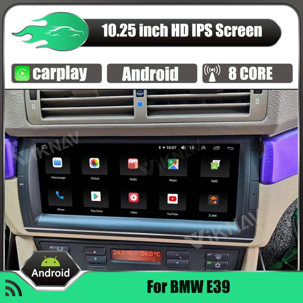 

Android Car Multimedia Player 10.25 Inch GPS Navigation for BMW 5 series E39 1996-2004 Car Radio Stereo touch screen head unit