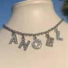 Ожерелье с подвеской в виде буквы женское, инкрустированное кристаллами в богемном стиле, цепочка до ключиц, вечернее Ювелирное Украшение