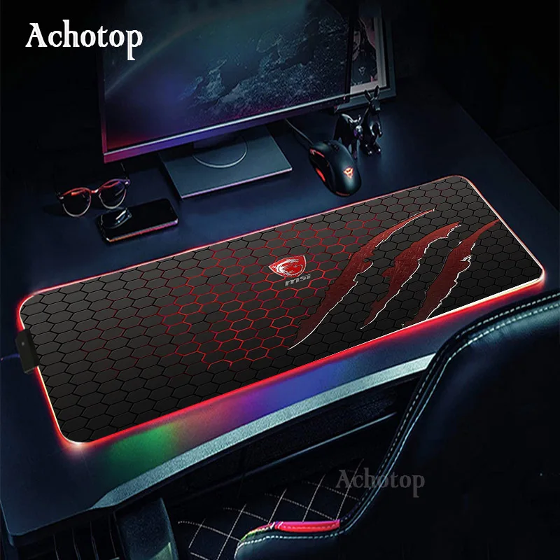 

MSI RGB Mouse Pad Gaming Mouse Pad Computer Large Mousepad Backlit XXL Mouse Pads LED Gamer Mause Carpet 900x400 Desk Mat For CS