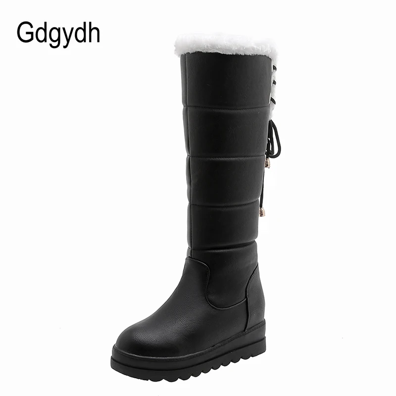 Женские высокие плюшевые сапоги Gdgydh Белые Водонепроницаемые Сапоги выше колена