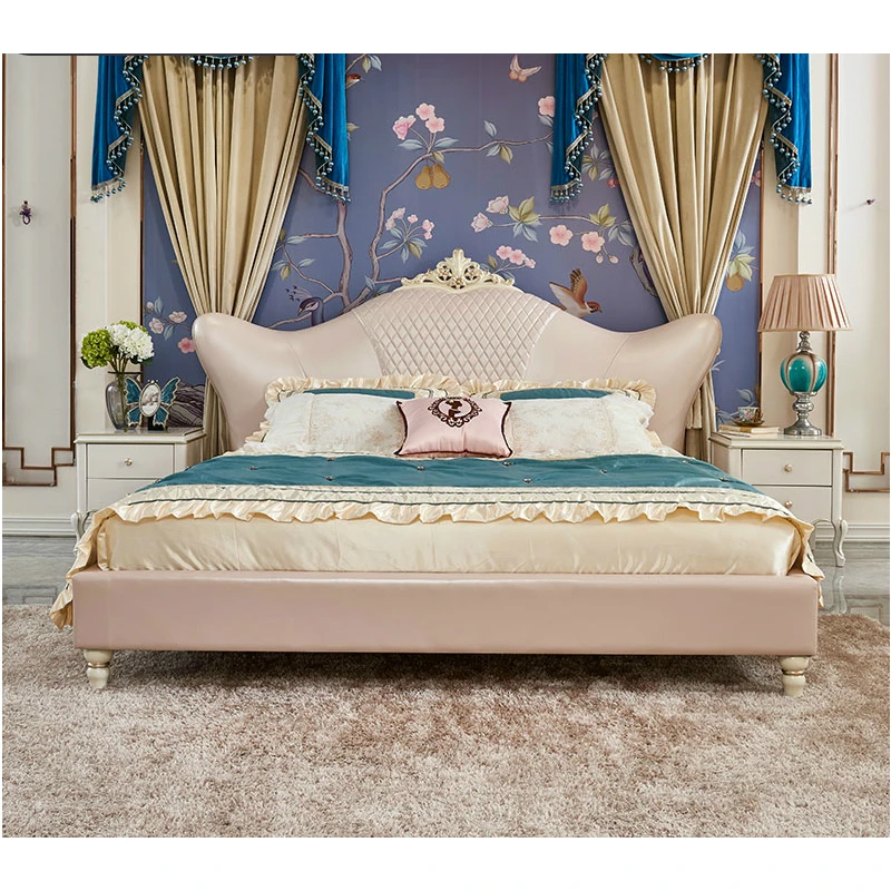 Кровать из натуральной кожи в европейском стиле кровать для хозяйской спальни